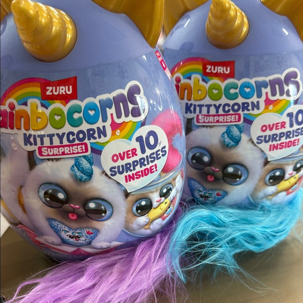 Two ZURU Rainbocorns Kittycorn Surprise Toy - Purple & Blue- you get both!